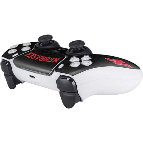 University of Nebraska Collegiate Text Black PS5 Controller Skin